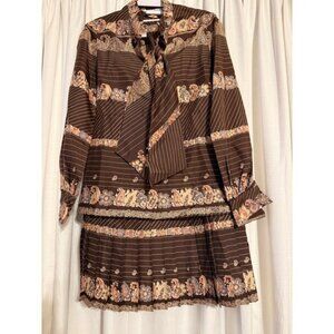 Women's 3PC -Vintage 1970's Julie Miller Brown Skirt Set Size 8